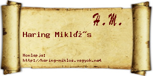 Haring Miklós névjegykártya